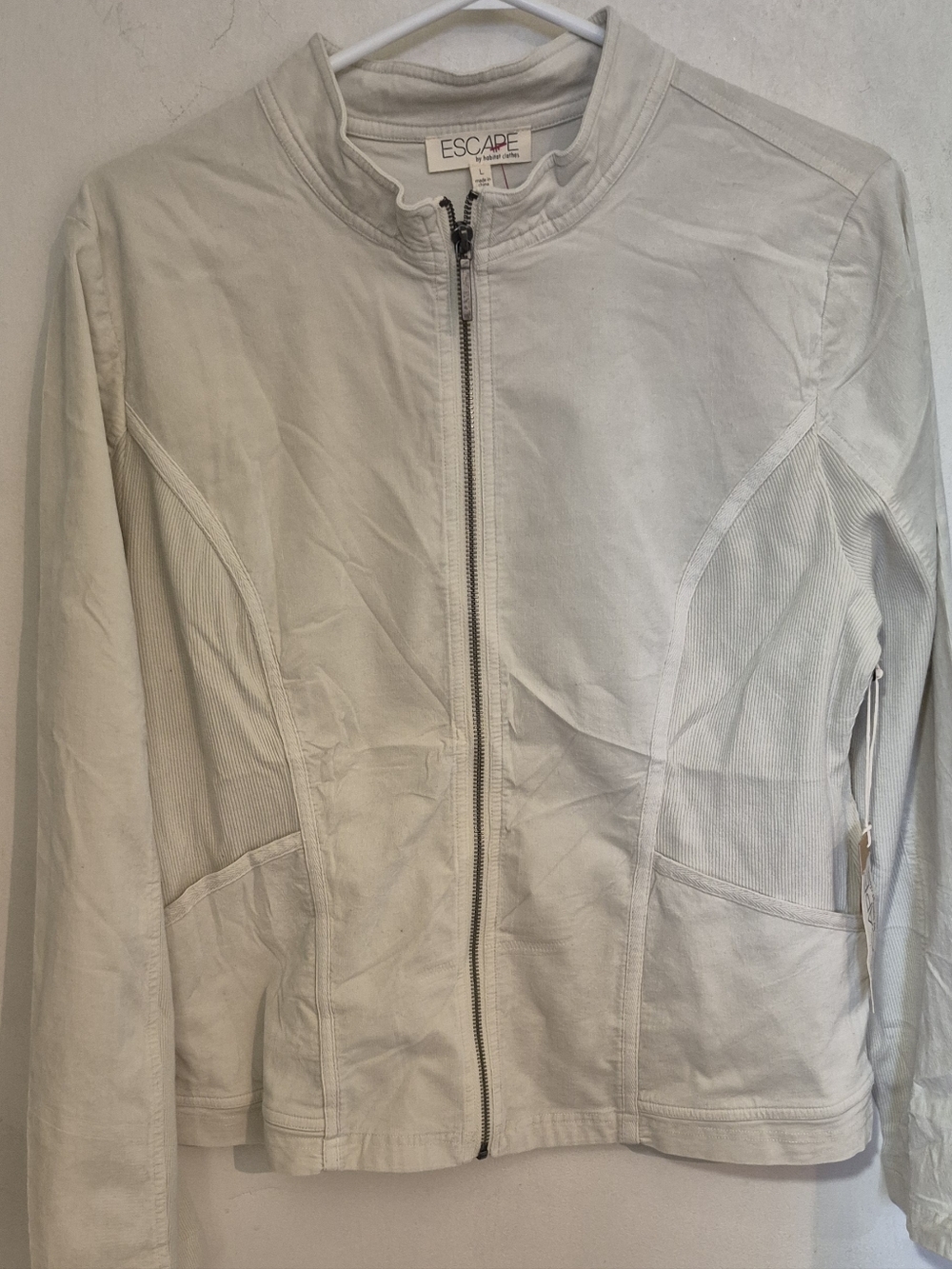 Habitat Corduroy Jacket Ivory/ CreamI Zip-Front Jacket Sz.L NWT